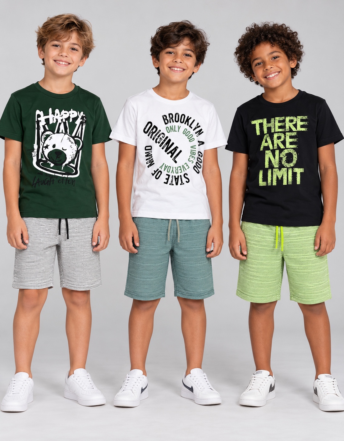 Conjunto menino camiseta e bermuda — sortido — tamanhos 10, 12, 14 — Cores e estampas sortidas, foto 1